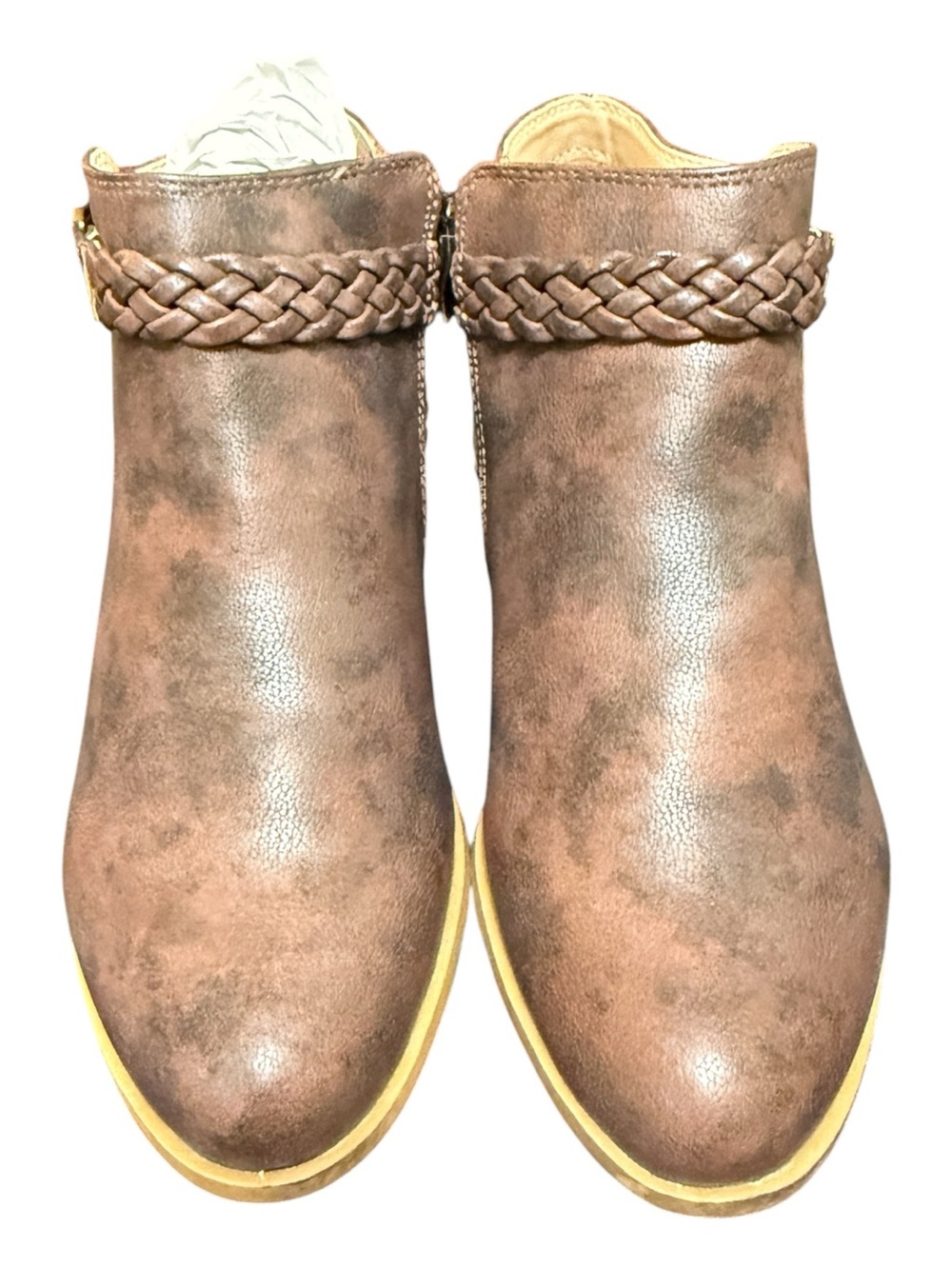 LifeStride Adriana Brown Braided Ankle Boots Women’s Size 9 NWOB